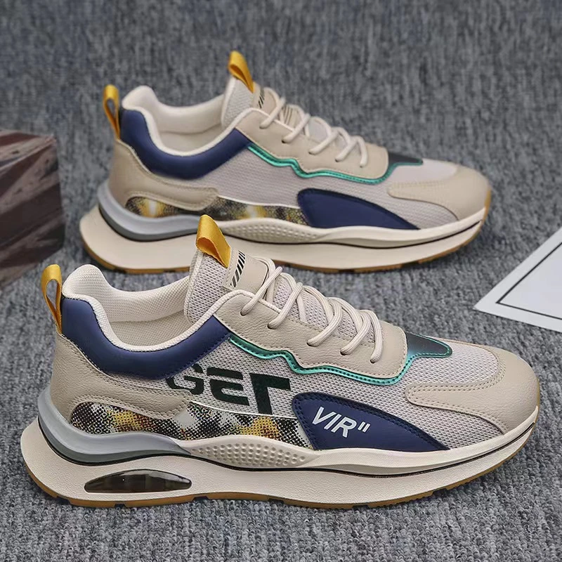 2024男鞋运动休闲气垫春秋季新款网面透气拼接学生软底跑步旅游鞋