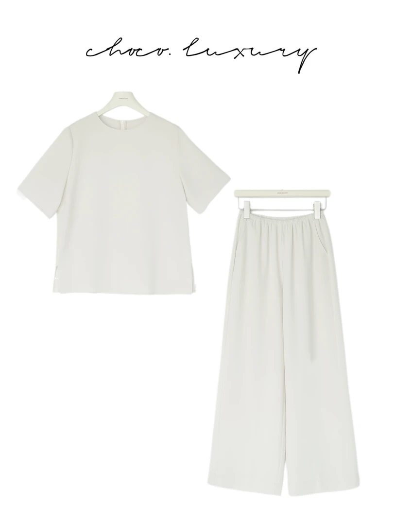 CHOCO【留白与张力】高定醋酸凉感极简轻奢套装上衣D3121 裤子D3120