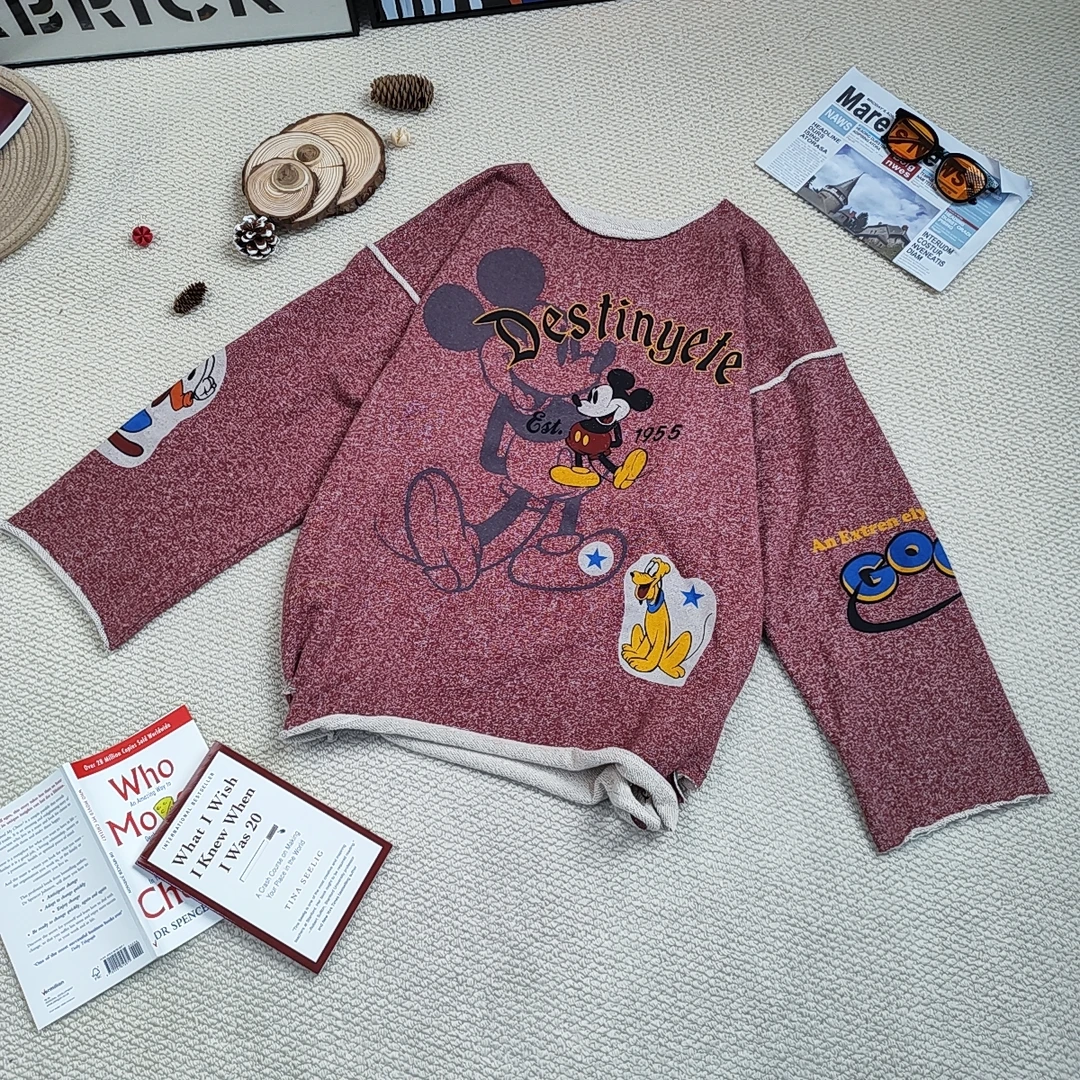 2024秋季新款休闲时尚百搭卡通印花加厚长袖T恤8238