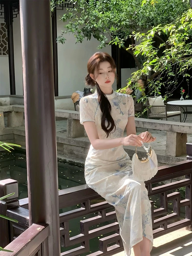 短袖默认裙长常规袖新中式旗袍气质夏季小众风