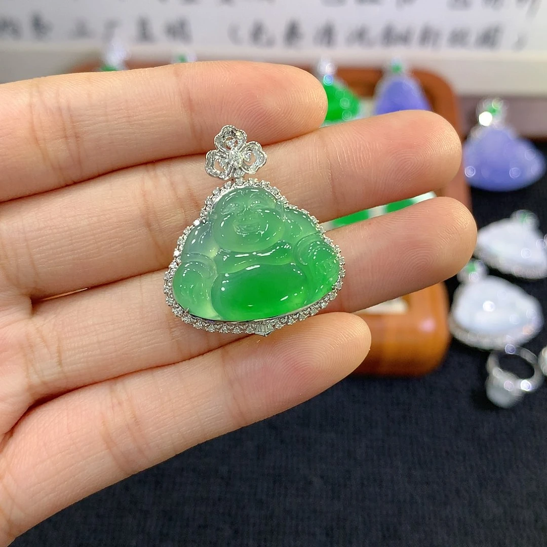 【闪购商品】吊坠(不含链)18K金镶嵌翡翠佛公
