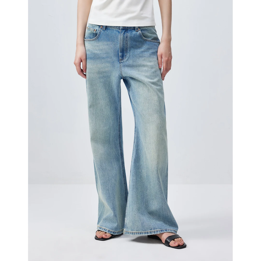 C3全棉牛仔 显高显腿长微喇直筒牛仔裤0033