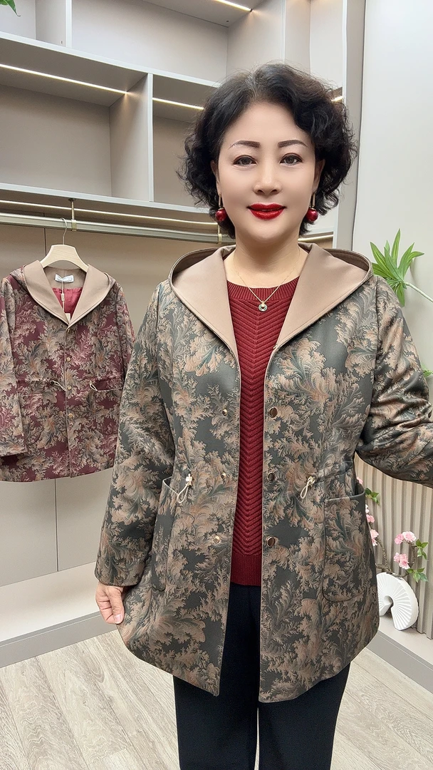 GY#25-6春秋时尚休闲连帽外套，衣长70