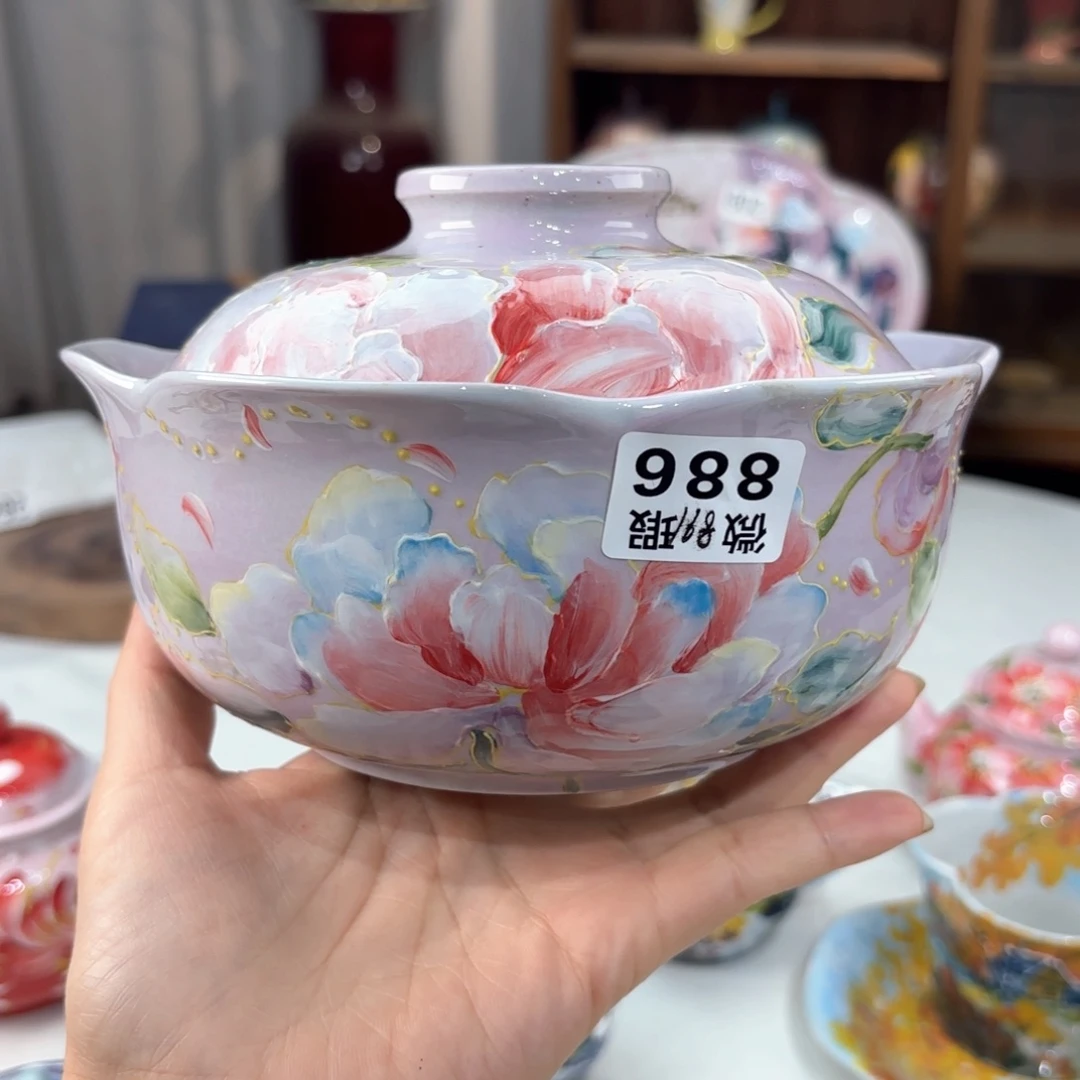 景德镇手绘高温釉下彩陶瓷茶具