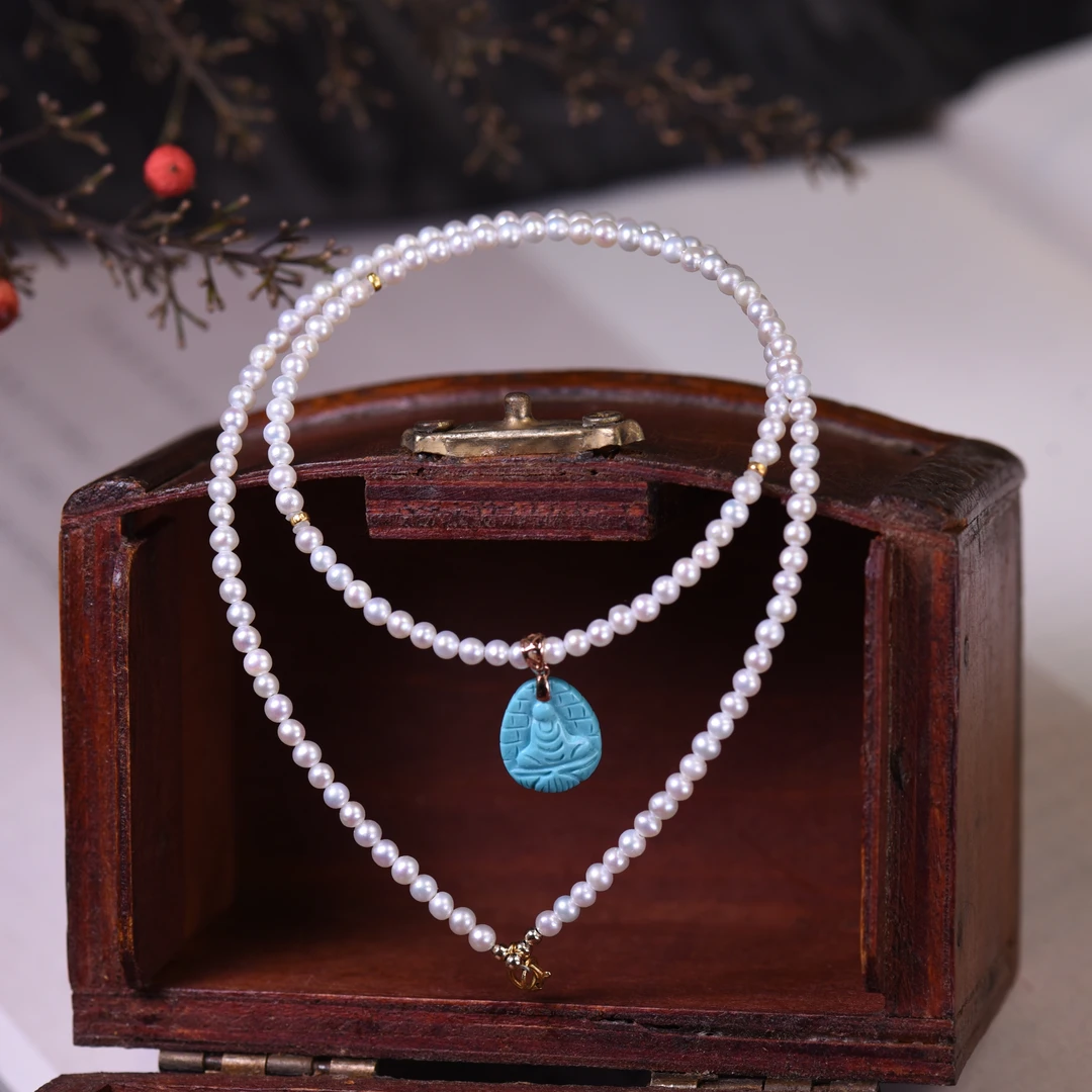 松石珍珠项链设计款