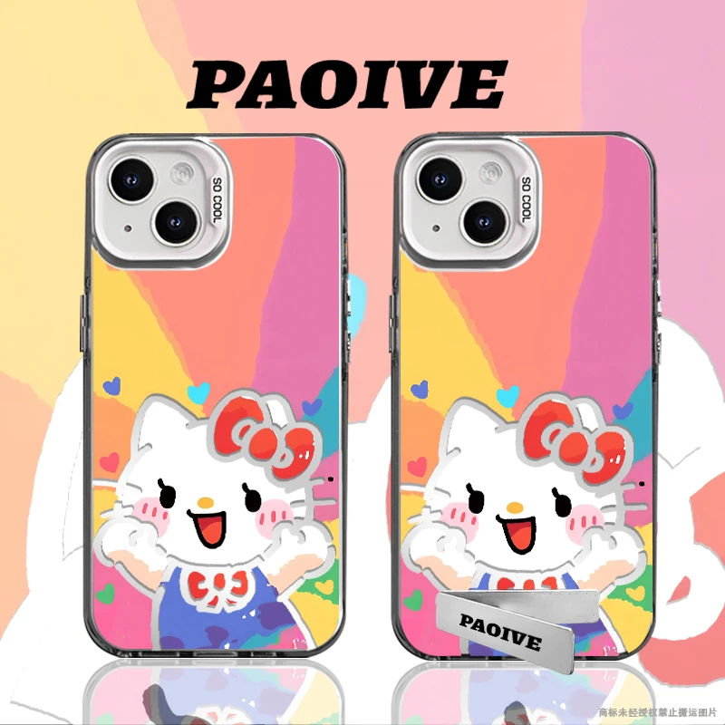 HelloKitty创意适用苹果华为vivoiPhone小米三星防摔彩银手机壳