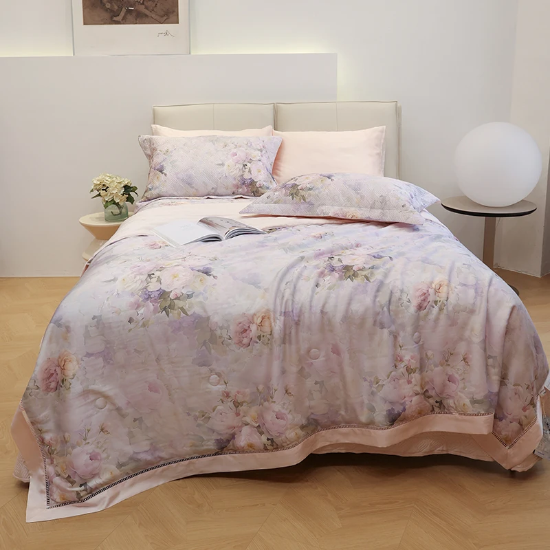 林小花【福利夏被】- 轻奢印花机洗丝滑薄款空调被LF兰精天丝夏凉被