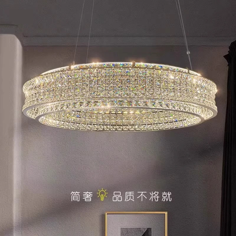 水晶灯客厅简约现代大气奢华客厅灯新款圆形意式轻奢卧室餐厅灯具
