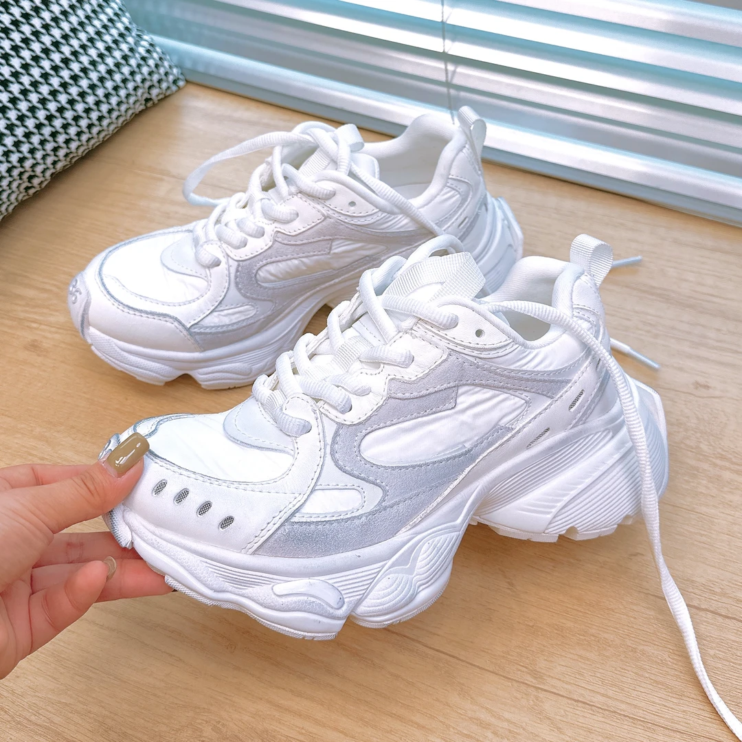 欧洲站拼色厚底老爹鞋女2025春夏新款增高做旧运动休闲鞋子潮