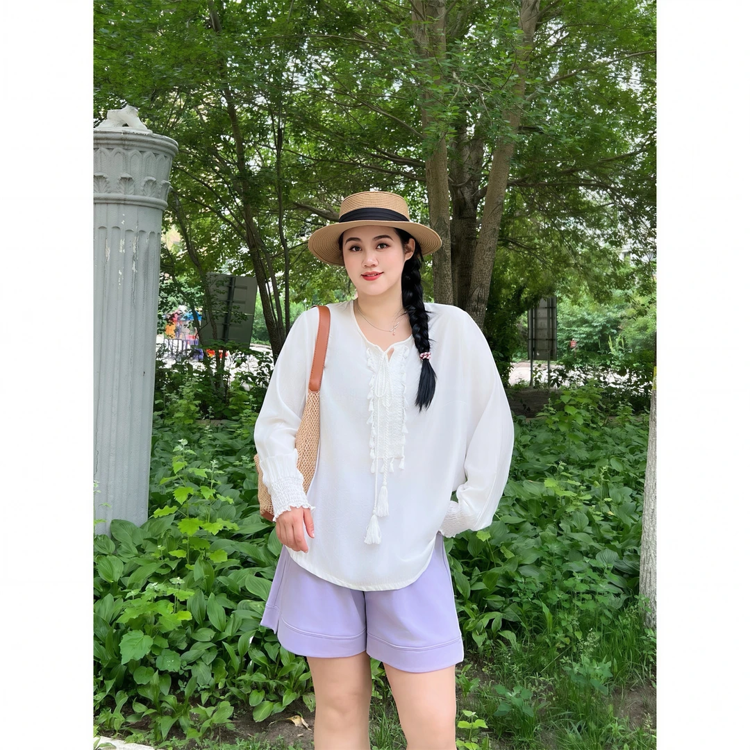 断码捡漏F盐风橱窗 / 波西米亚风流苏薄款衬衫15103花契大码200斤