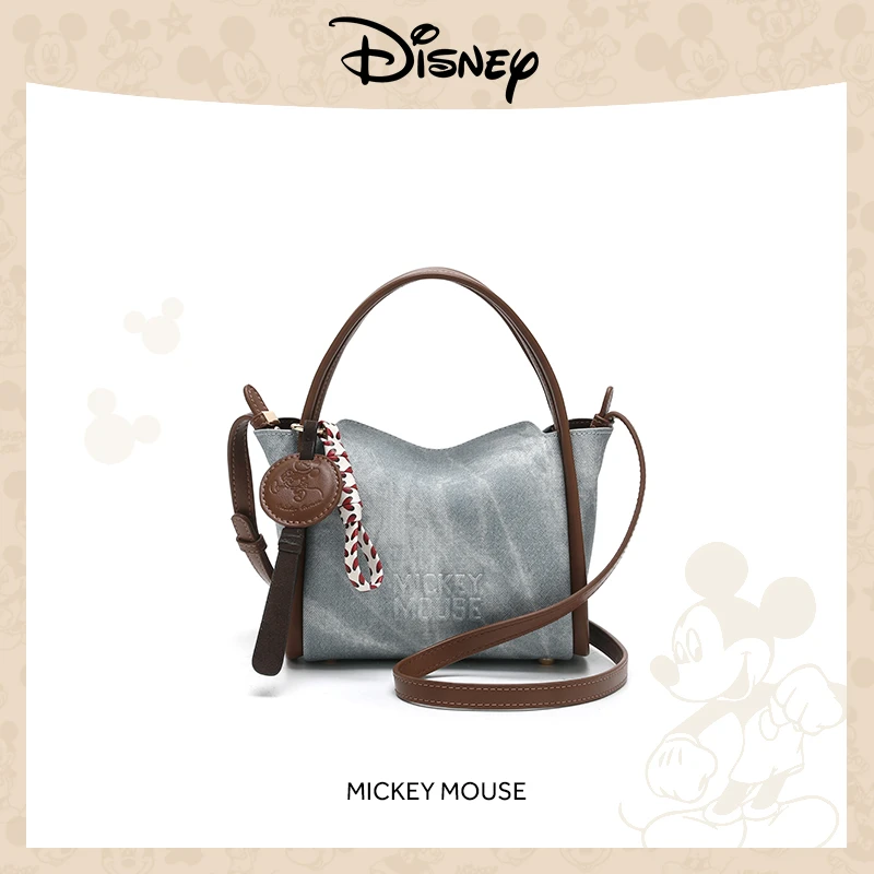Disney/迪士尼2025新款 丹宁牛仔蓝时尚米奇单肩斜挎手提菜篮子包