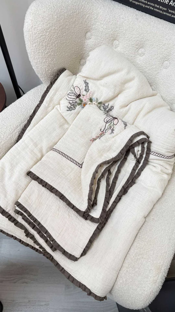 绽放 手绣鲁绣款 汉麻夏被干爽透气高支高密  棉麻夏凉被