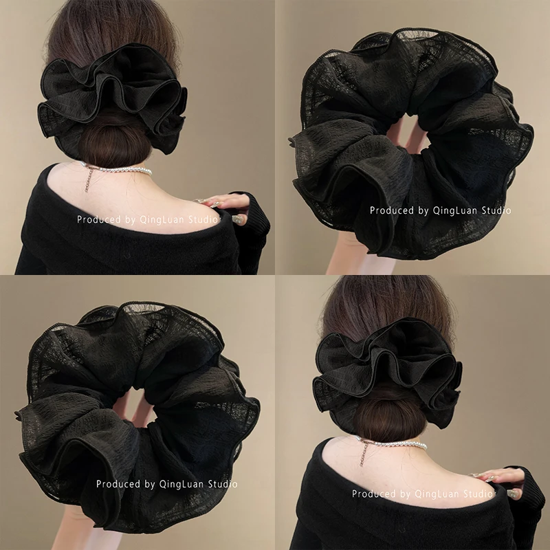 慵懒浅法式~网纱泡泡大肠发圈早春新款高级感扎丸子头绳旅行发饰