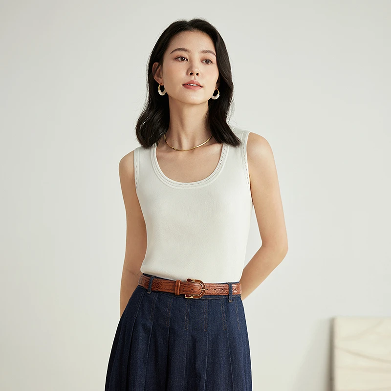 【商场同款】茵曼休闲U领针织背心2025夏季女装新款修身吊带上衣