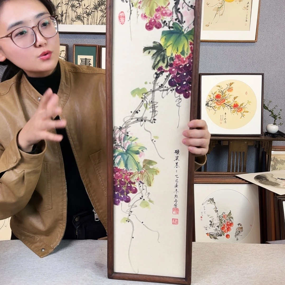 国画手绘带框尺寸：20*70