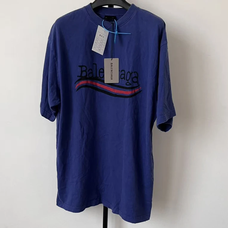 未使用 Balenciaga/巴黎世家 字母印花套头短袖 落肩袖T恤 01551
