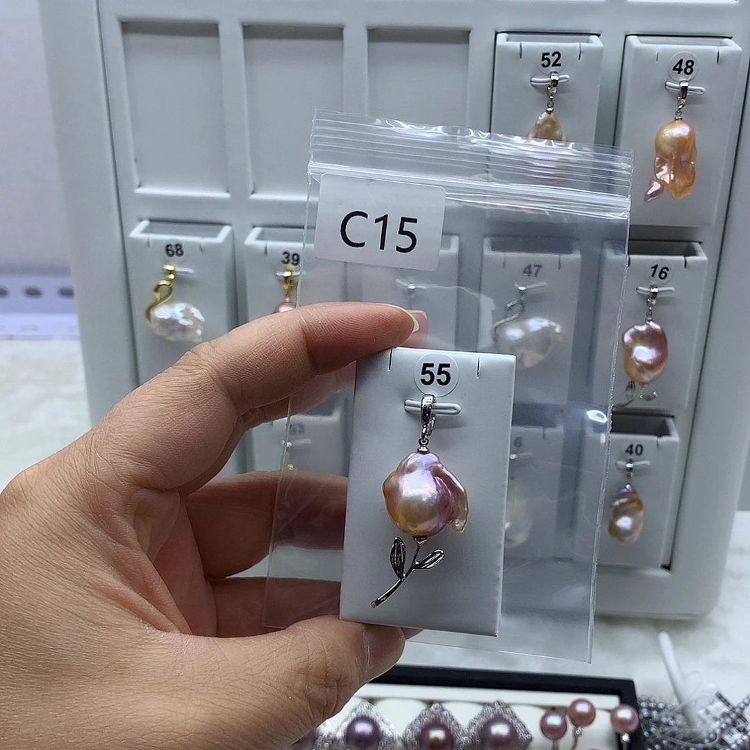 合金吊坠(不含链)淡水珍珠