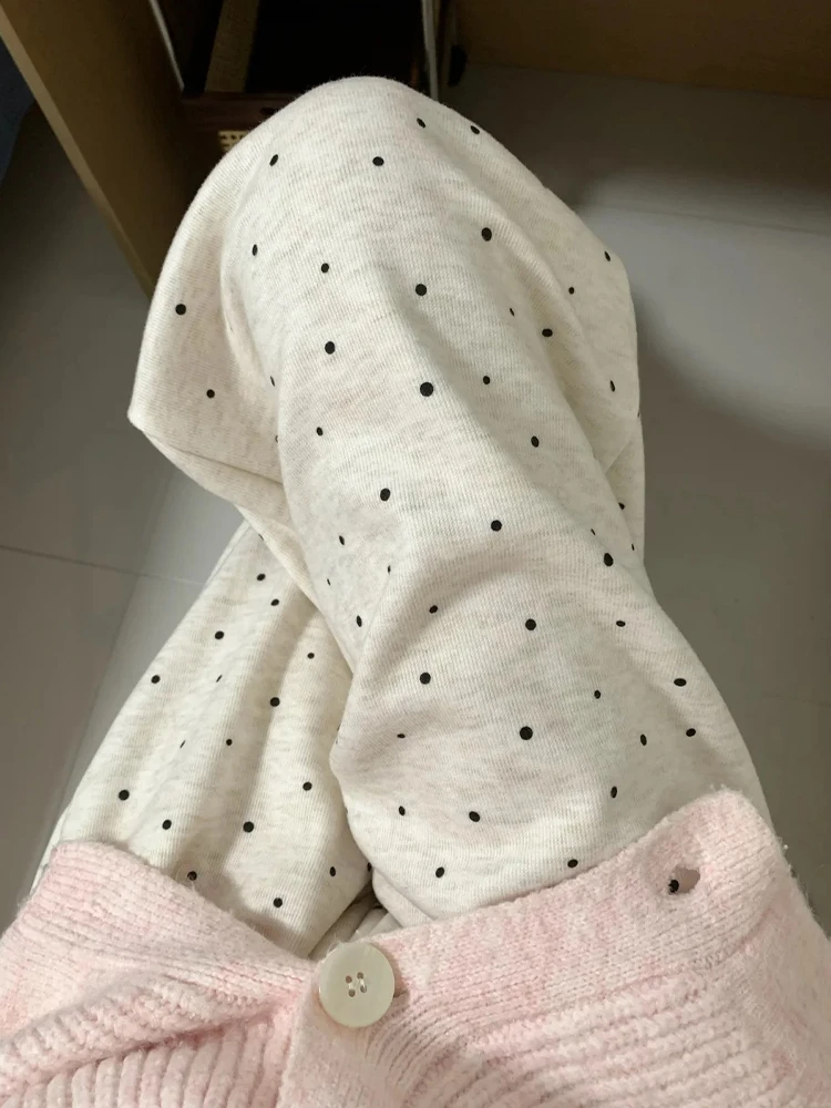 松弛感慵懒风波点糯米裤子女秋冬2025新款加绒宽松休闲直筒阔腿裤