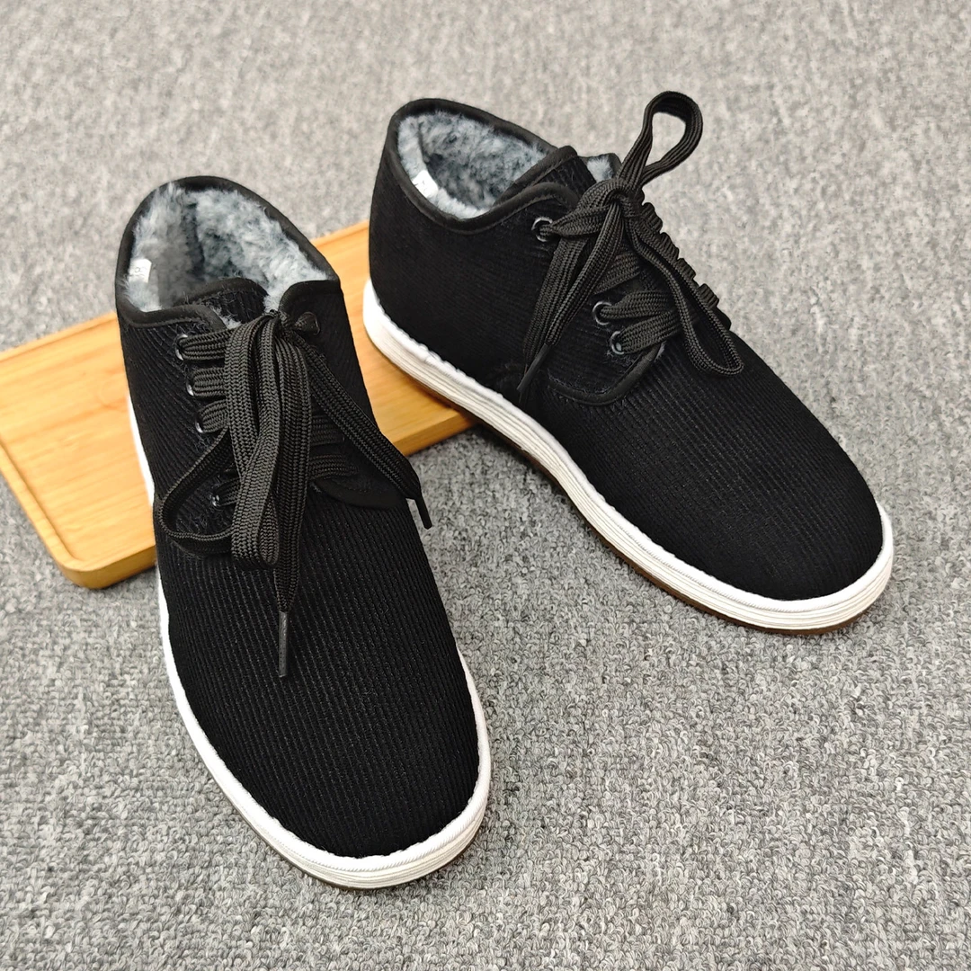 冬季防寒加厚加绒棉鞋老北京布鞋男款保暖棉鞋千层底高帮圆头布鞋