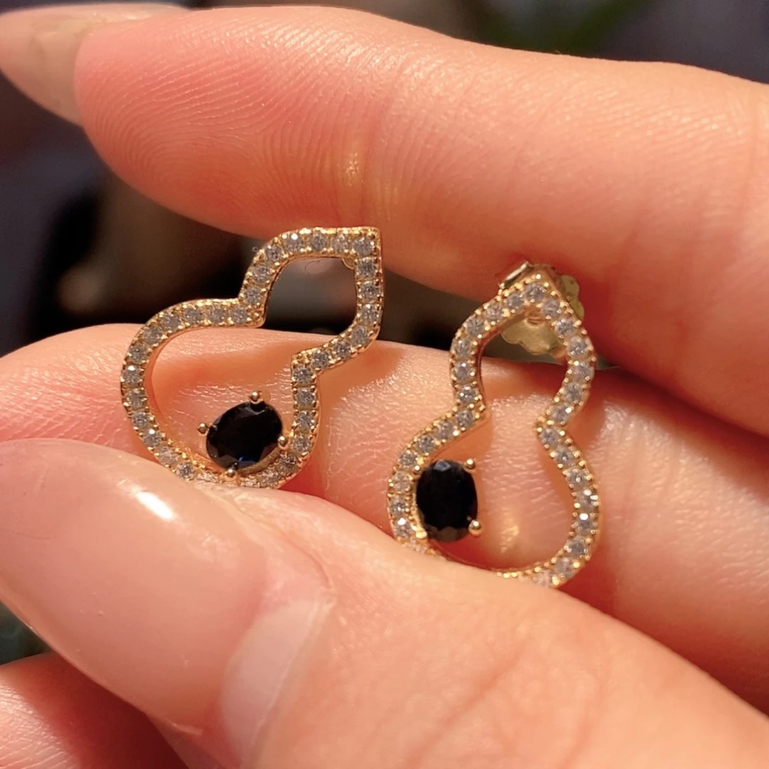 耳饰蓝宝石银S925镶嵌天然福利款