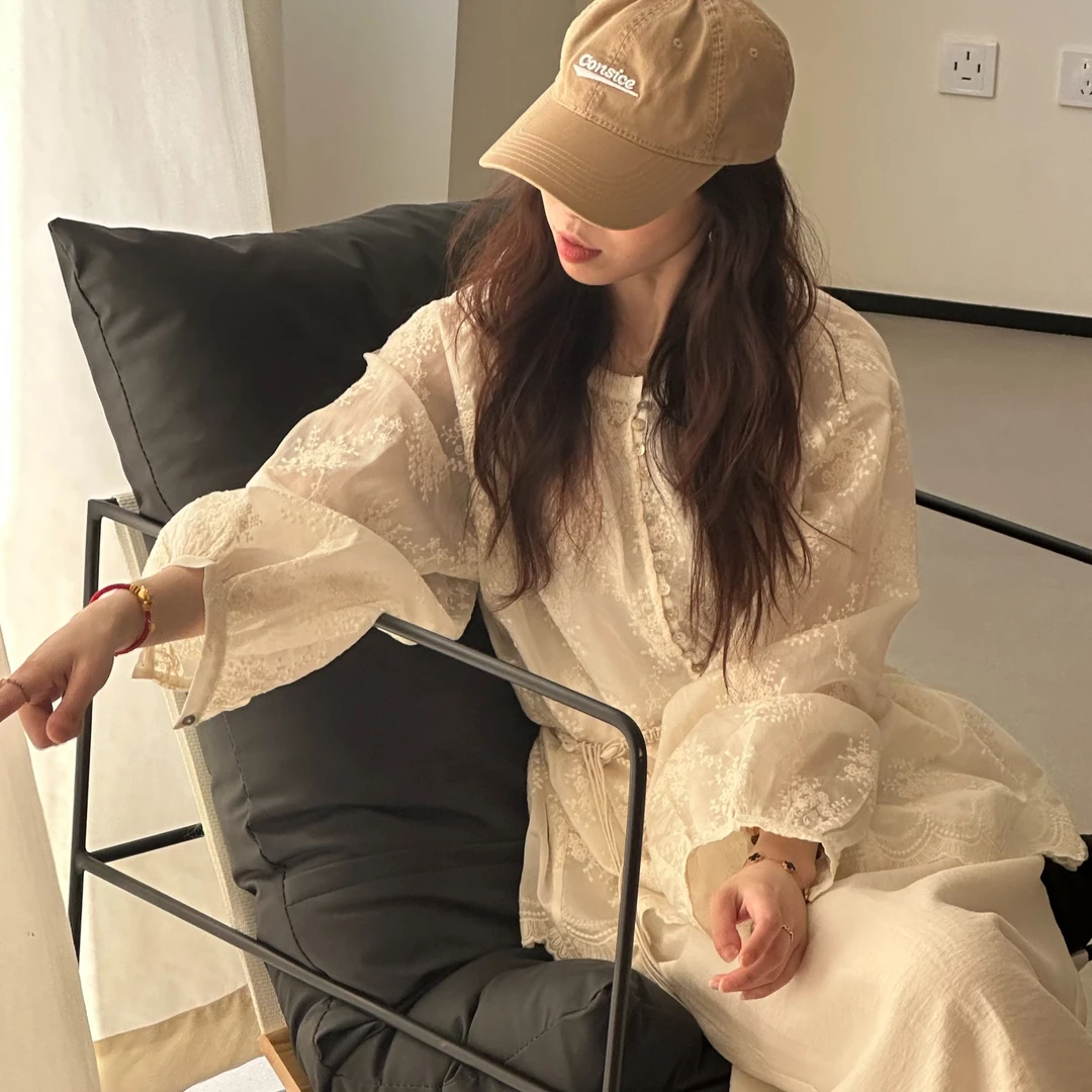 韩货-【半花】初夏简约气质慵懒优雅法式小众设计感套装/3035