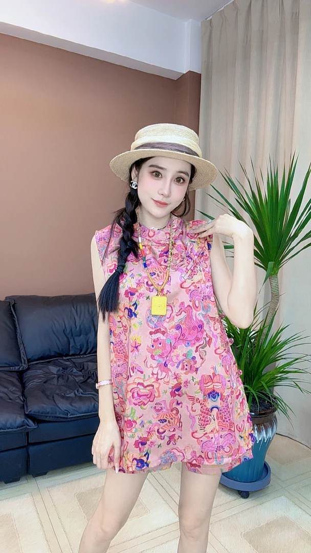 2025新中式砍袖旗袍单裙