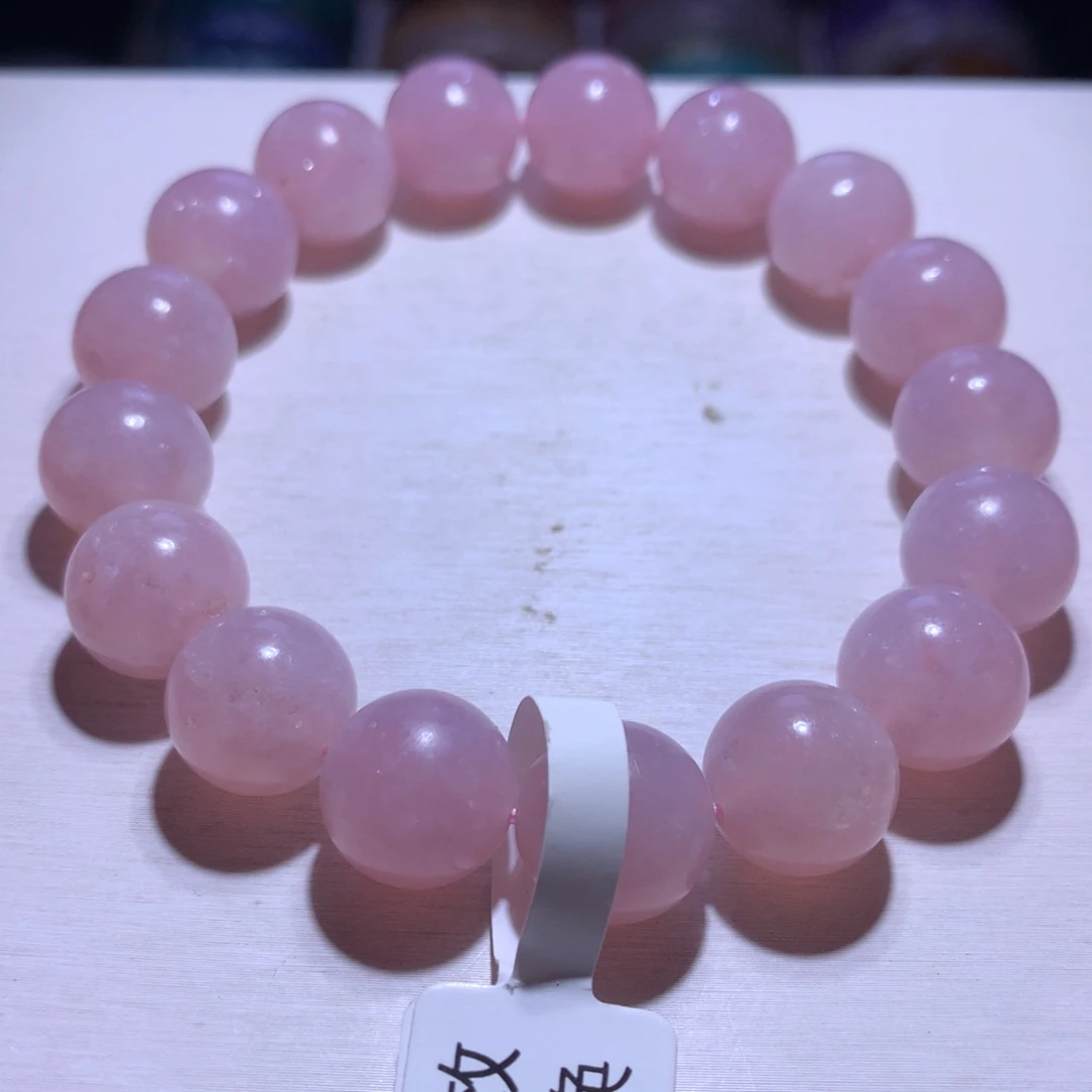 水晶银S925镶嵌手串粉祖母12.7m