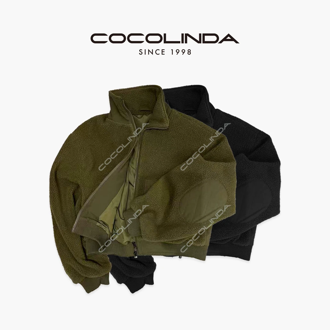 COCOLINDA | 摇粒绒复古老钱风拼接上下拉链加厚短款外套C5615