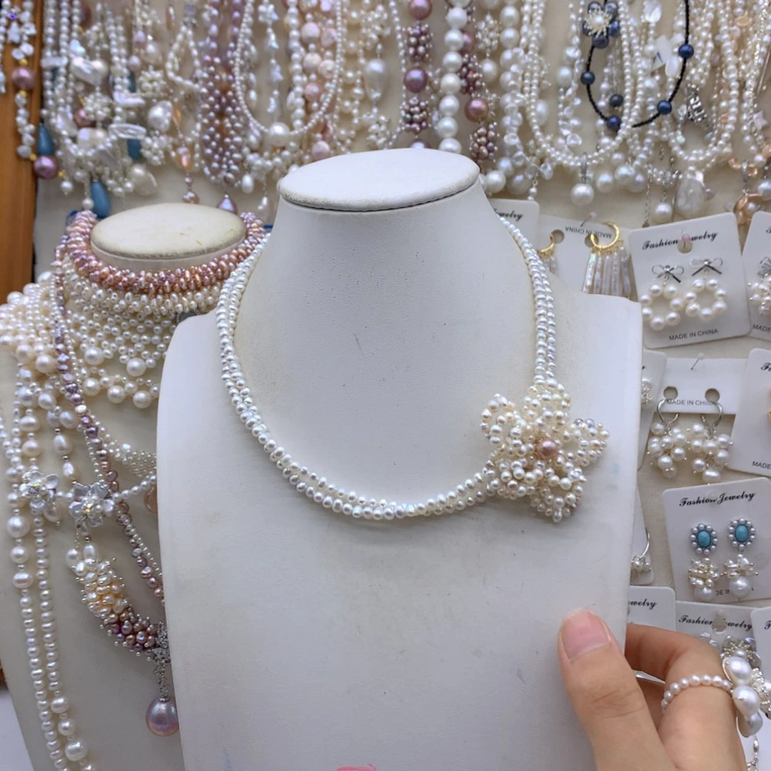 嫣***然银S925镶嵌淡水珍珠项链耳饰