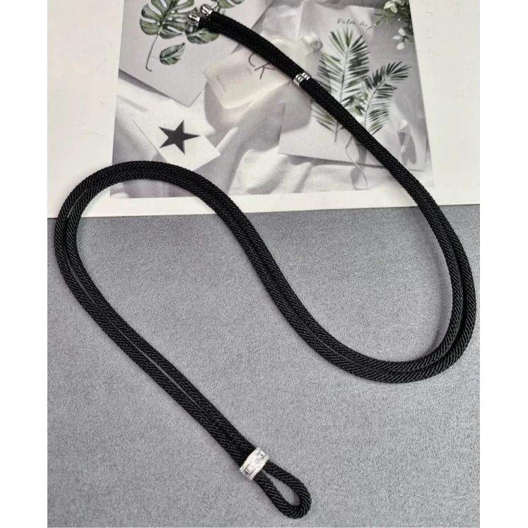 18k高货绳百搭绳吊坠配绳黑色简约时尚编绳可调节女款素款手工