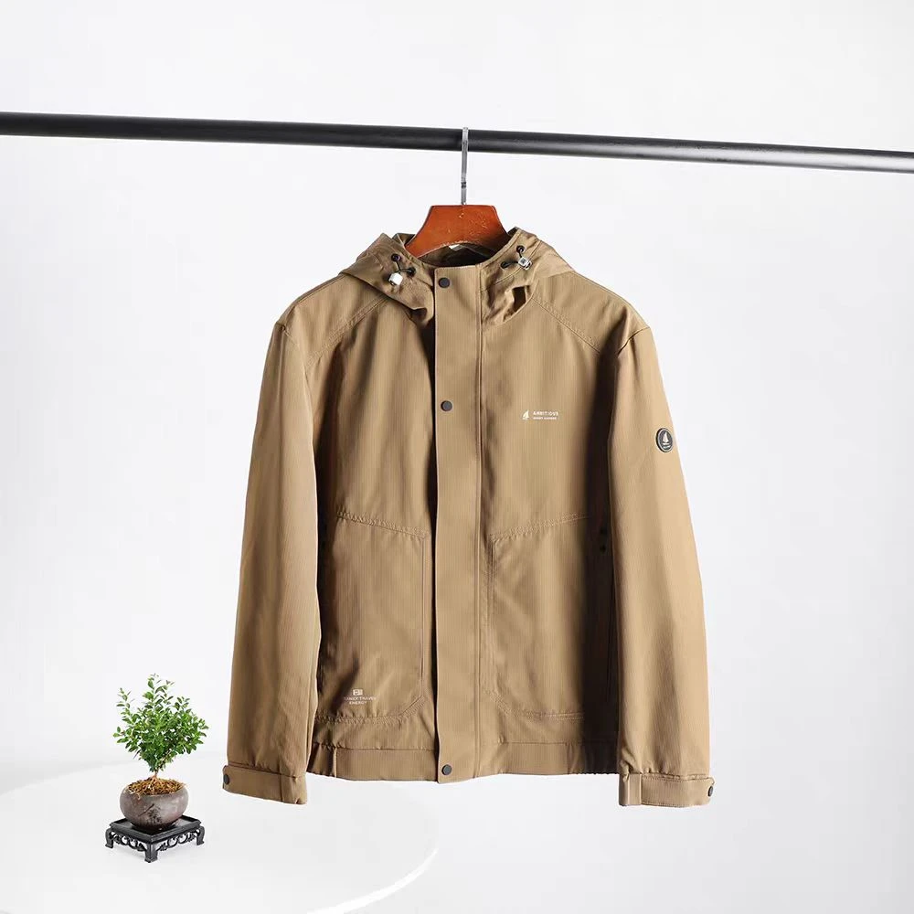 H剪标秋季男士高密科技面料百搭通勤连帽休闲工装夹克外套