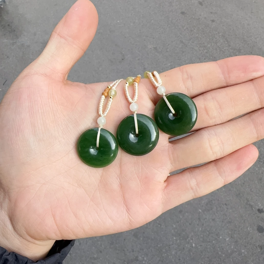 天然和田玉碧玉平安扣吊坠约5*24mm左右多样性拍一发一n