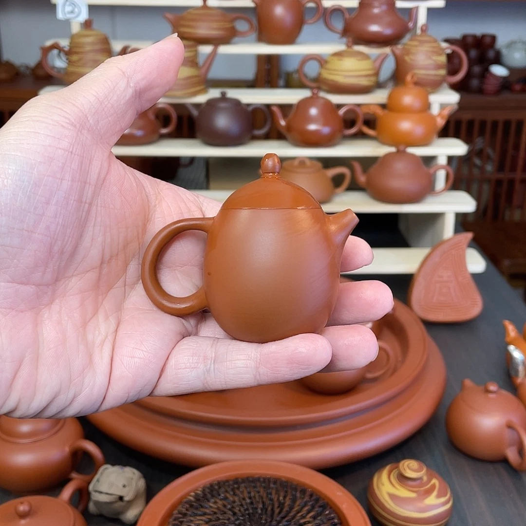 朱泥茶壶55cc朱泥龙蛋