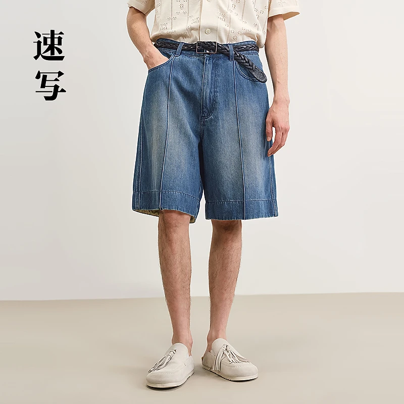 【商场同款】速写男装2025夏新品牛仔中裤宽松直筒裤9P5E10720