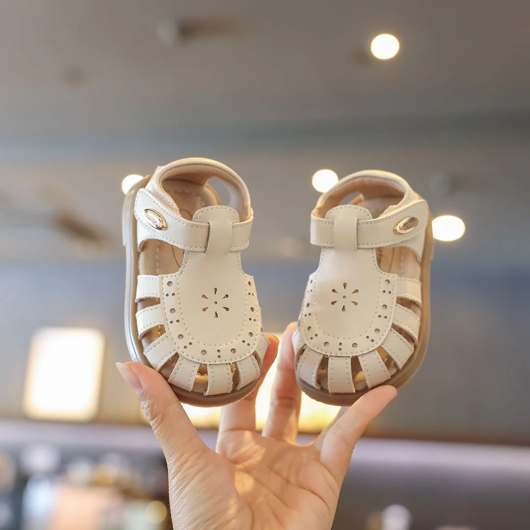 女童防水童鞋婴幼儿学步鞋夏季软底包头透气时尚小女孩
