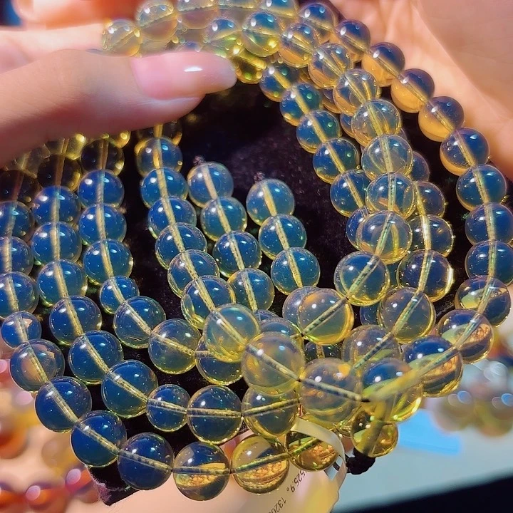 未镶嵌蓝珀珠宝奇石墨西哥蓝珀佛珠9