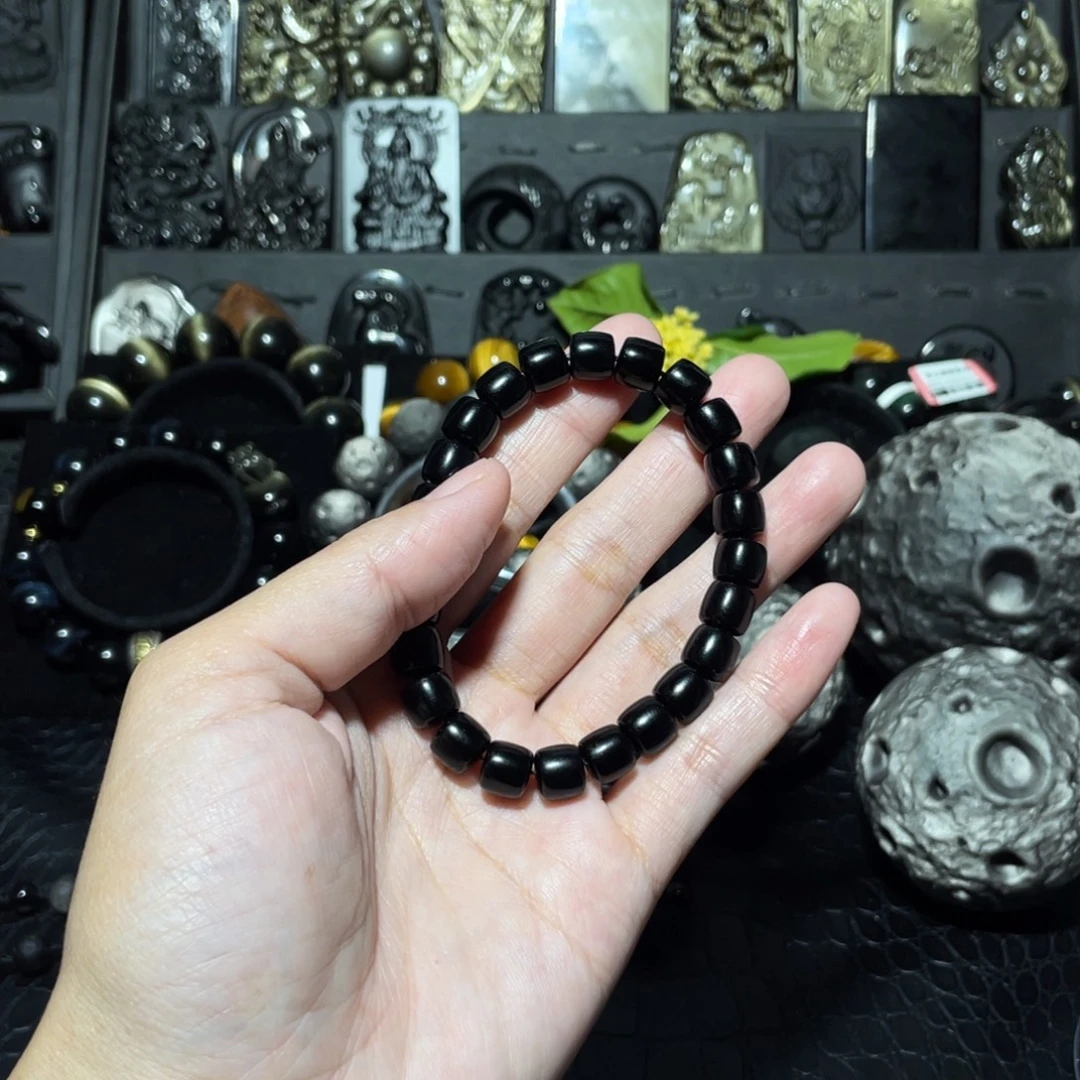 用***6黑曜岩未镶嵌手链