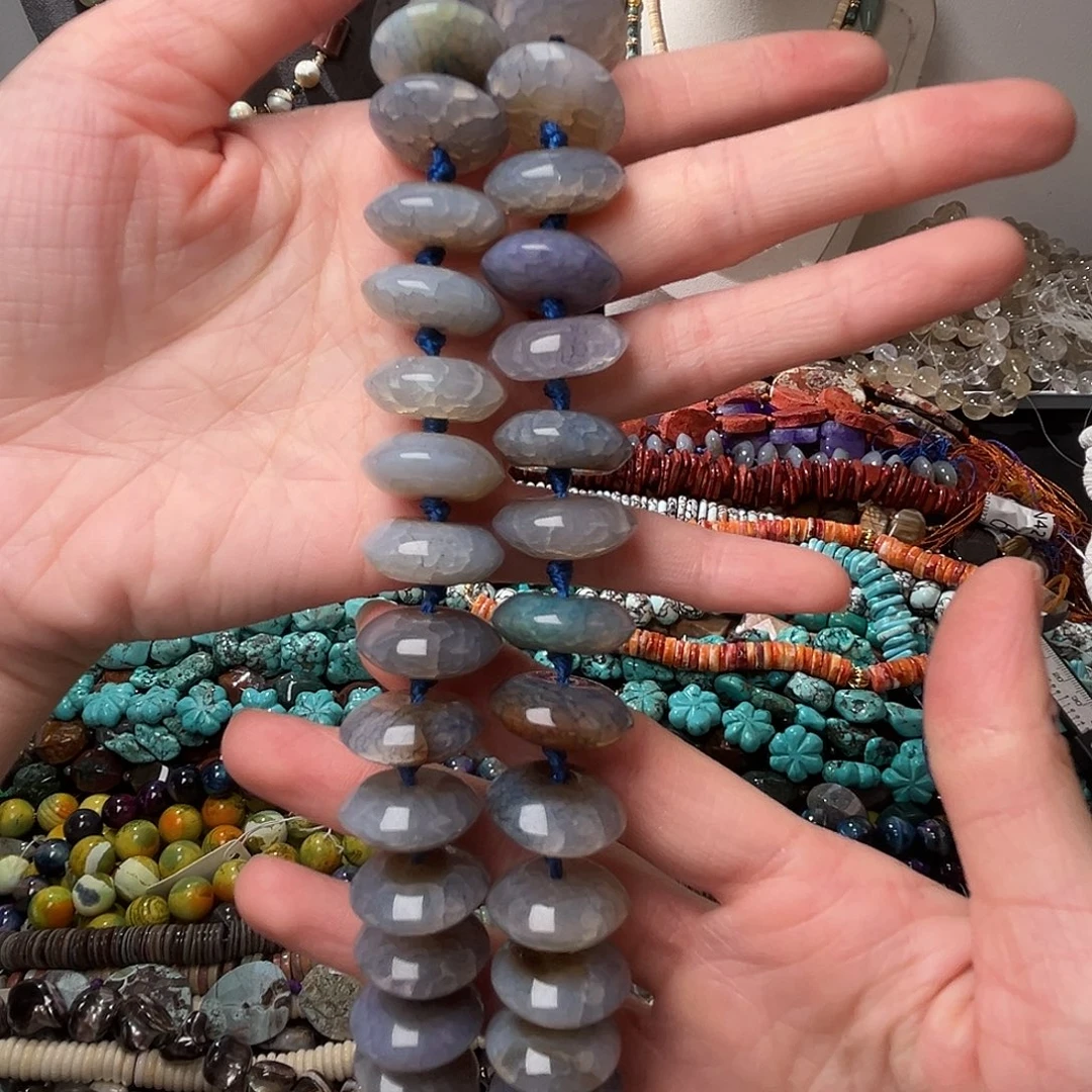 玛瑙/玉髓合金珠宝半成品N48玛瑙隔珠17.8