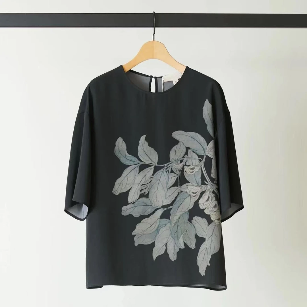 【思雅】293印花圆领五分袖上衣