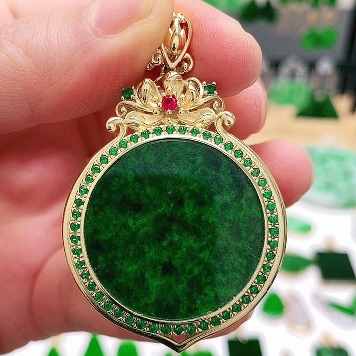 翡翠银S925镶嵌耳饰挂件