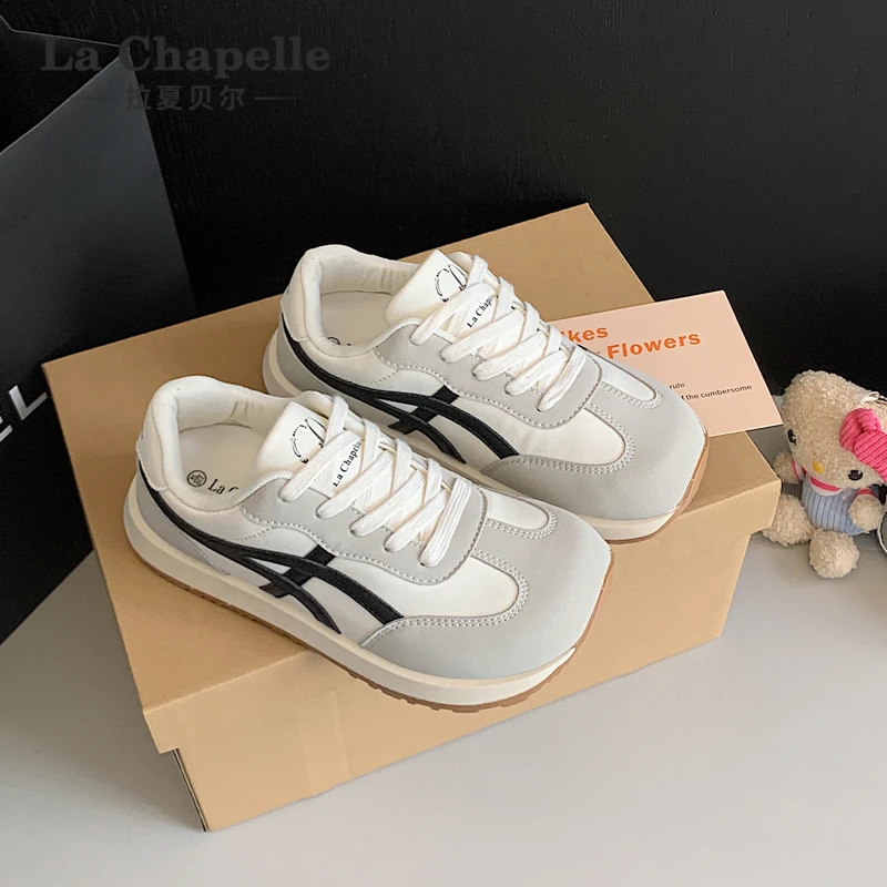 拉夏贝尔休闲德训鞋女秋季新款百搭舒适时尚小众运动明星同款鞋子