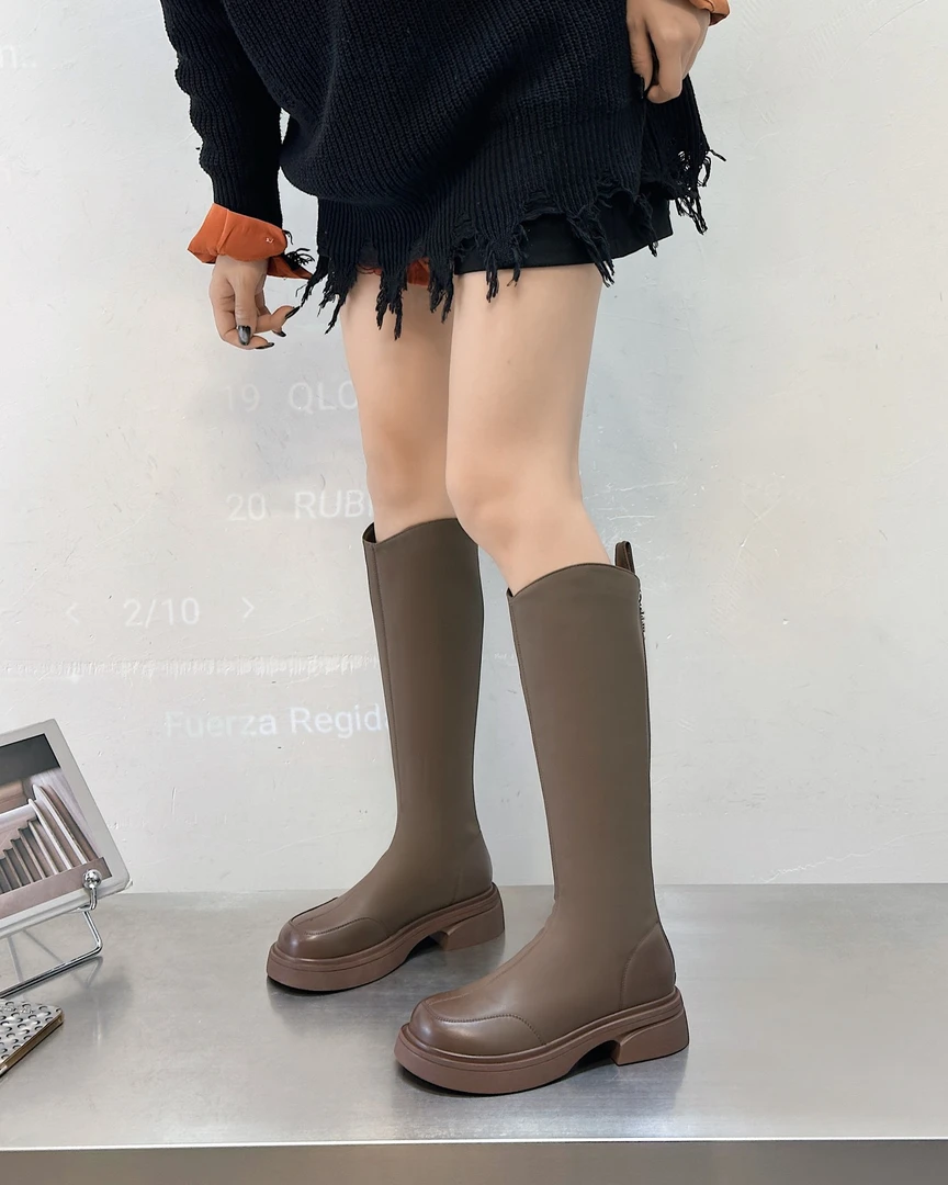 鞋爱米诗思时装靴骑士过膝圆头加绒百搭时尚女大码长筒靴-3056