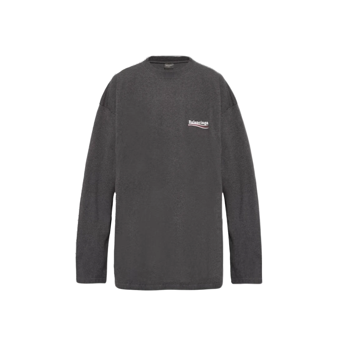 未使用 Balenciaga/巴黎世家 刺绣logo宽松圆领长袖T恤