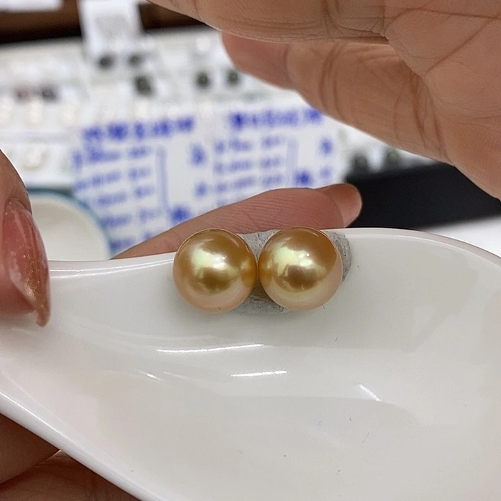 海水珍珠裸珠浓金炫彩极光金珠10.6