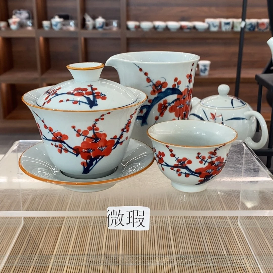 微瑕釉下彩纯手绘手工绘制