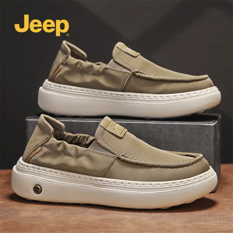 Jeep吉普男士秋季新款帆布鞋透气轻便百搭软底鞋薄款增高防臭潮鞋