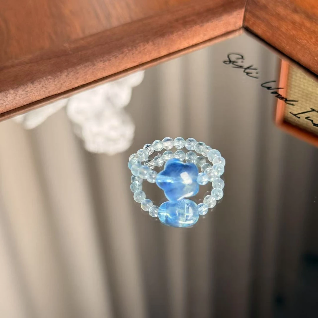 海蓝宝戒指 颜色微差多样性发其一L97