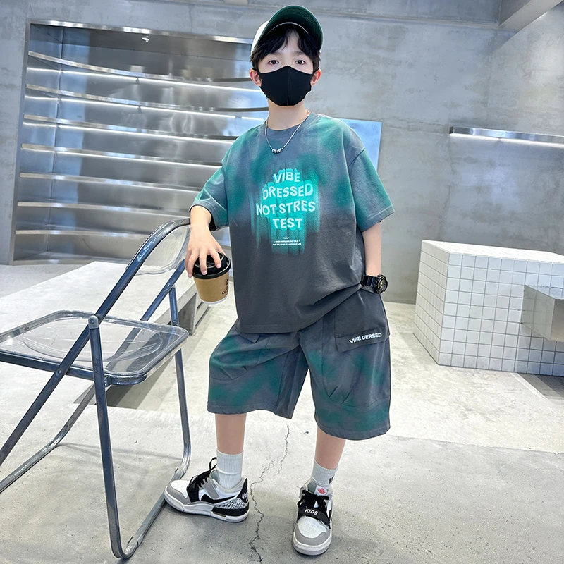 男童夏装套装2025新款大童休闲宽松男孩儿童帅气夏季洋气时髦薄款