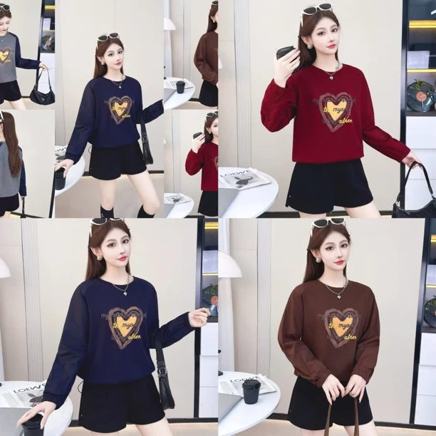 新款显瘦拼色休闲卫衣25821