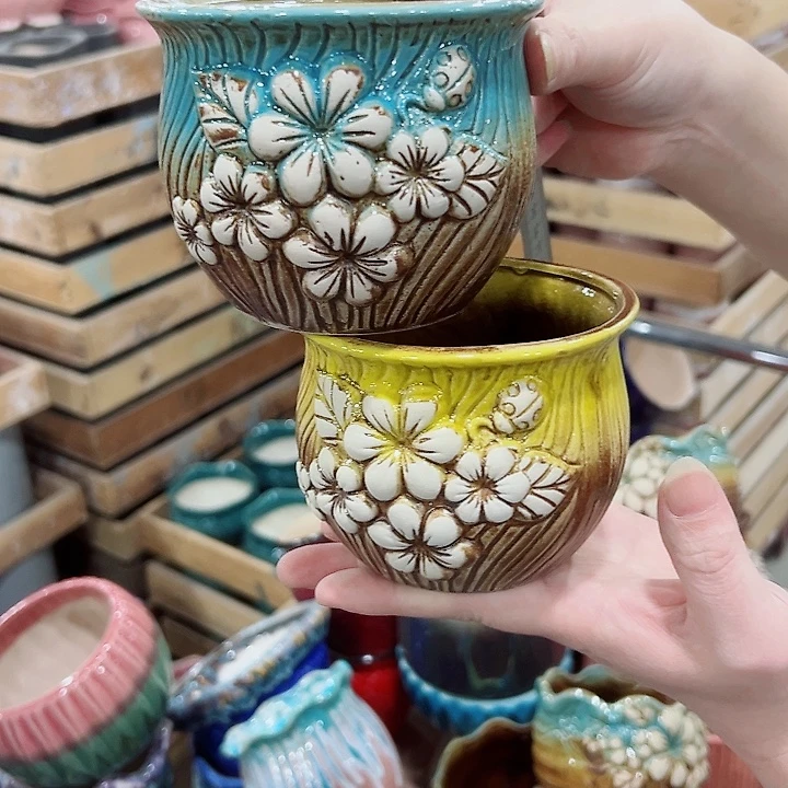 有孔.凑满10元发货多肉陶瓷花盆！